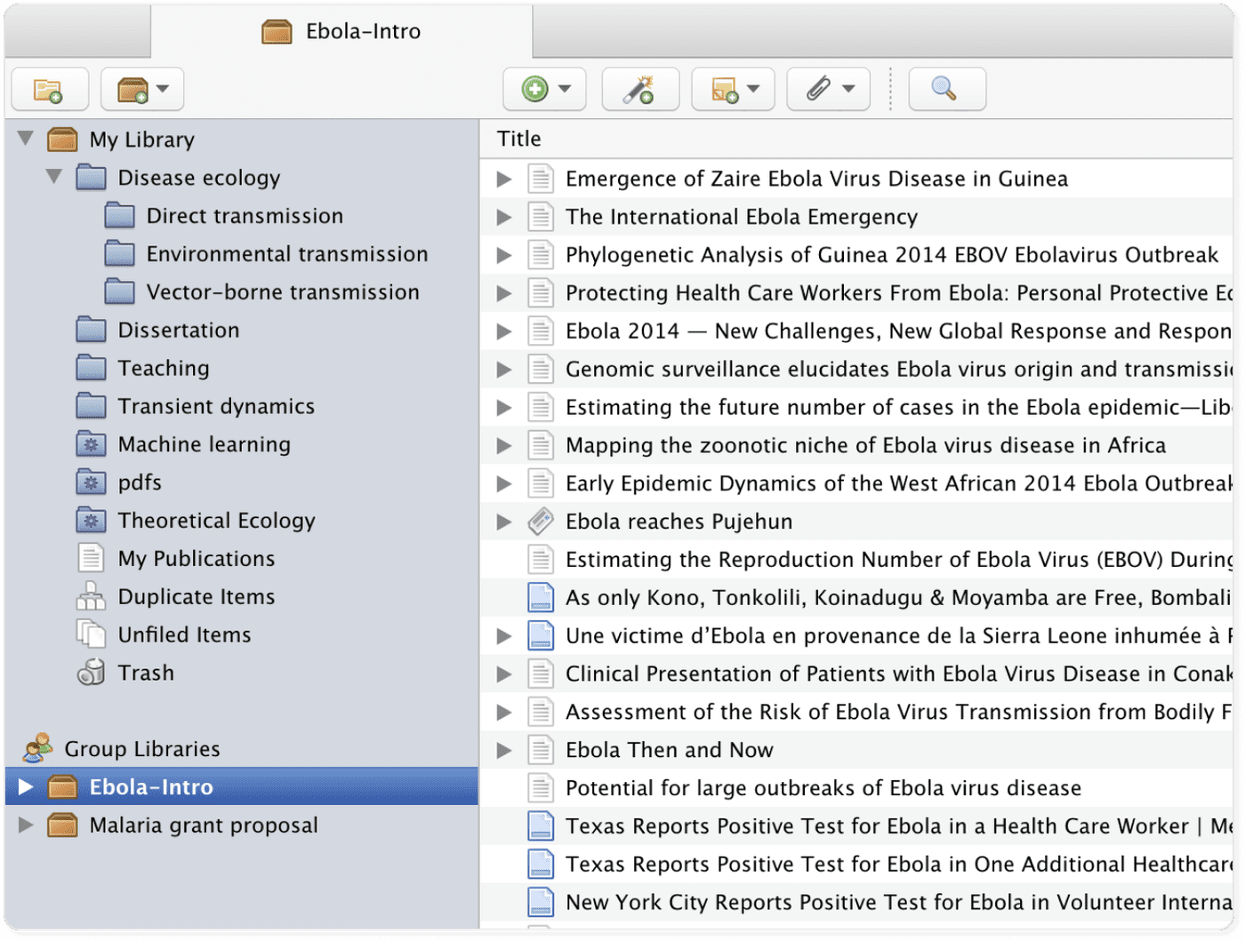 Zotero's separate group libraries